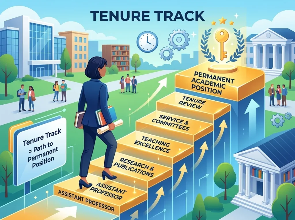 An academic career path leading toward a permanent teaching and research appointment at a university.