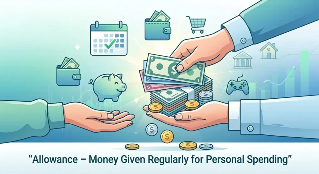 An amount of money given regularly for a specific purpose or as personal spending funds.