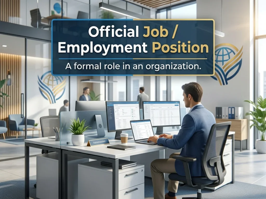 An official job or position of employment, especially within corporate or public organizations.