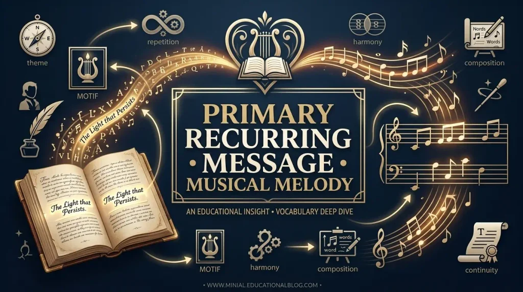 The primary recurring message or musical melody anchoring a whole composition.