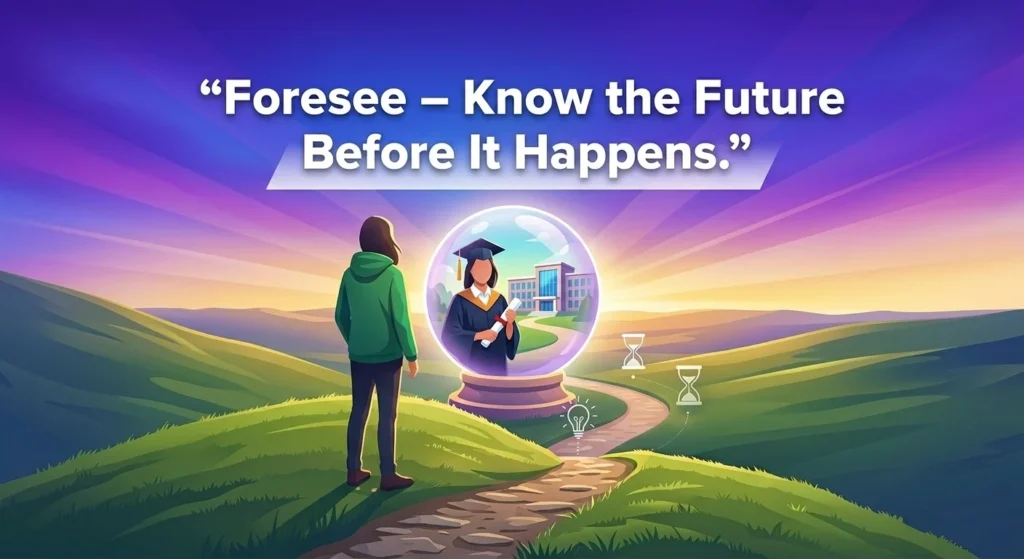 To be aware of a future outcome before it happens.