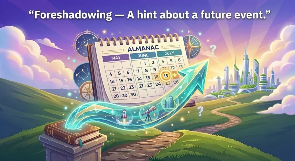 To foreshadow or signal a future event before it actually arrives.