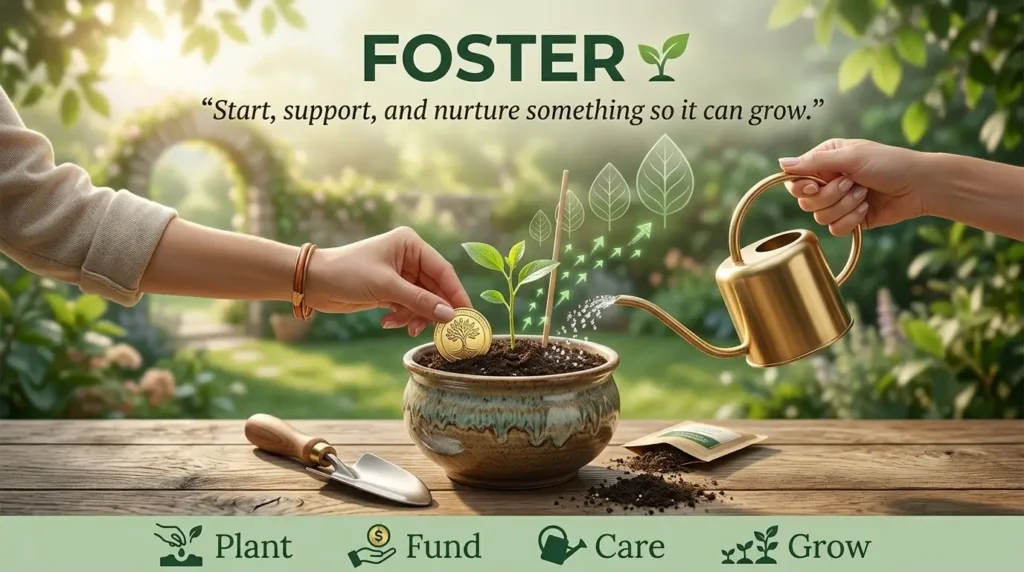 To plant, initiate, or provide early funding and care to spark long-term growth.