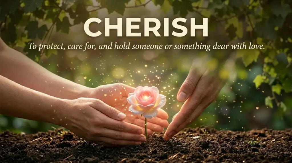 To protect and care for someone or something lovingly and hold them dear.