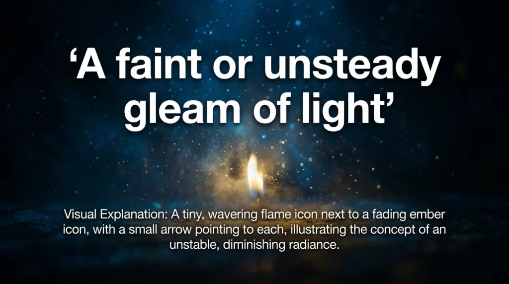 A faint or unsteady gleam of light.