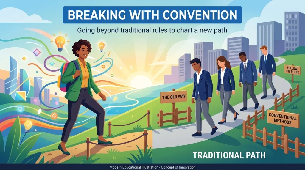  Breaking with convention or traditional rules.