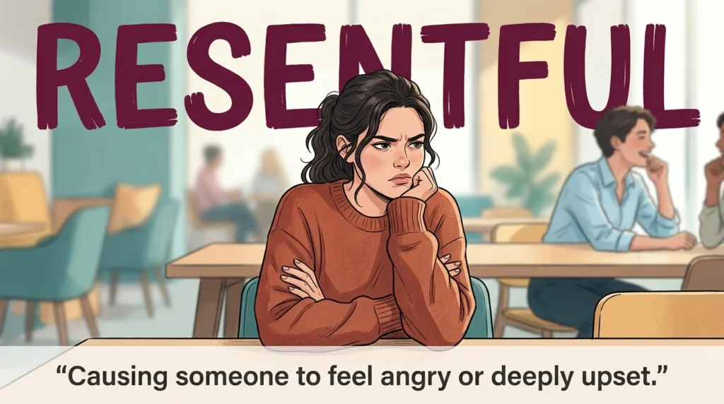 Causing someone to feel resentful, angry, or deeply upset.