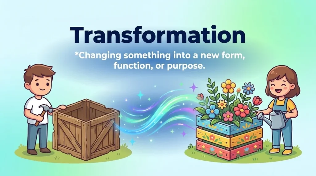 Changing the character, function, or purpose of something into another form.