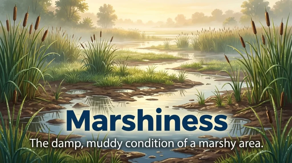 Characteristic dampness and muck of a marshy area.
