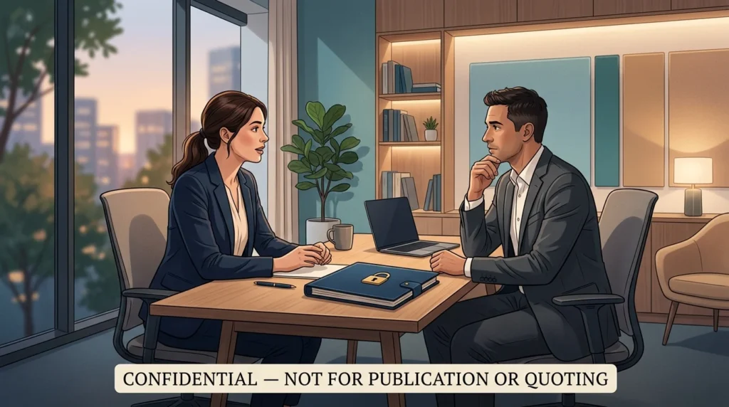 Given or stated confidentially, without being published or quoted.