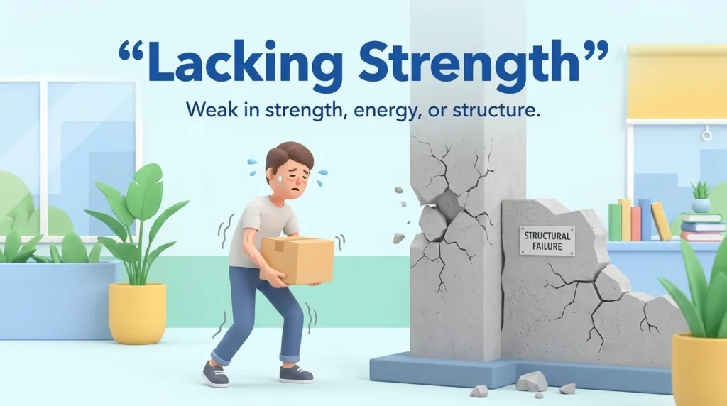 Lacking physical strength, energy, or structural integrity.