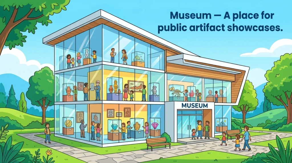 Modern museum showcasing public artifacts