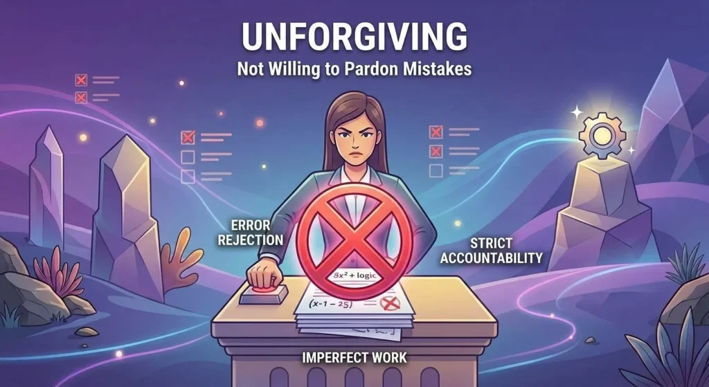 not-willing-to-pardon-or-excuse-flaws-errors-or-past-mistakes