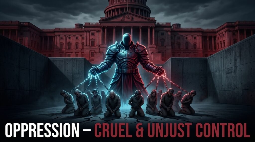  Prolonged cruel or unjust treatment and control by a governing power.