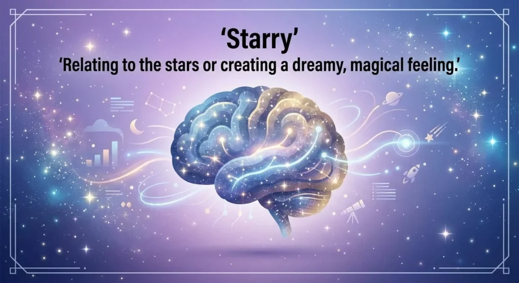Relating to the stars or invoking a dreamy, otherworldly fascination.