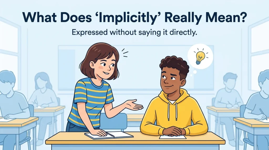 Synonym for implicitly explained clearly
