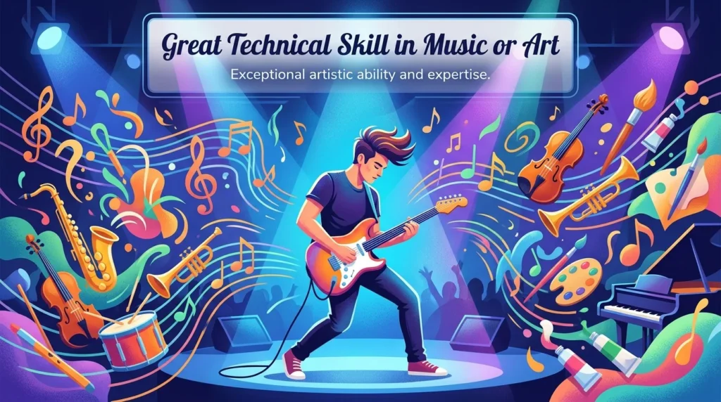 Great technical skill in music or another artistic field.