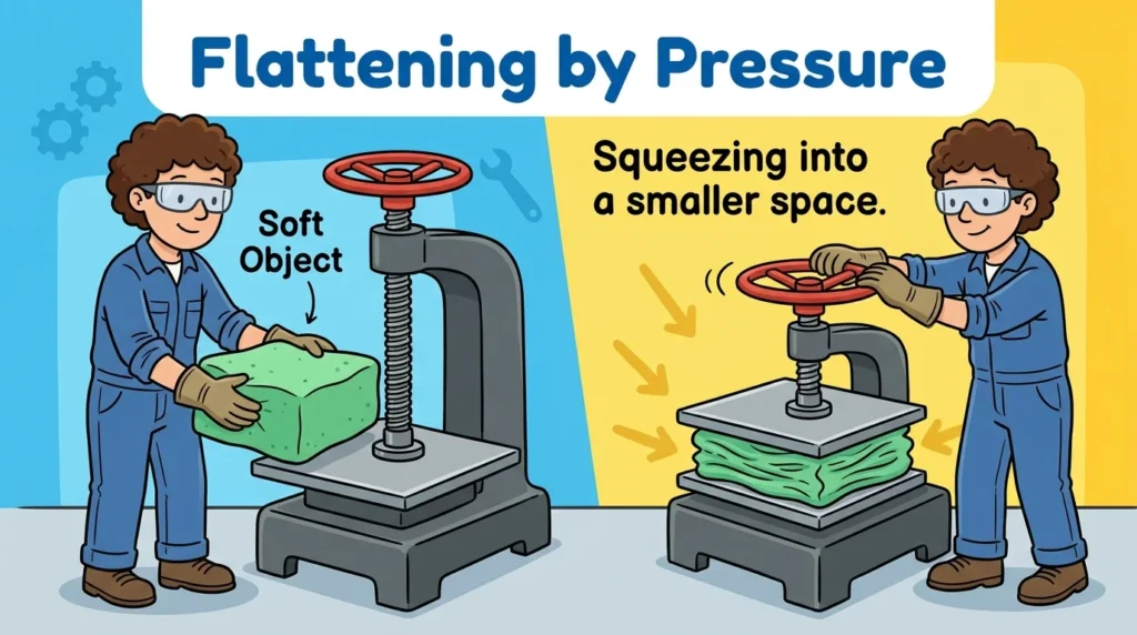 Synonym for narrowing by pressure