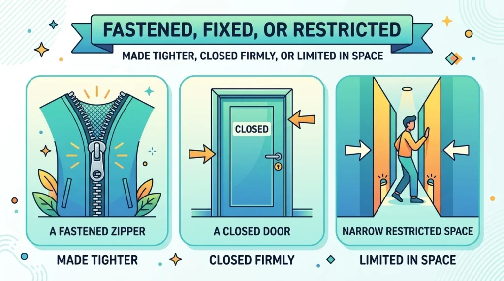 Synonym for narrowing: restricted space