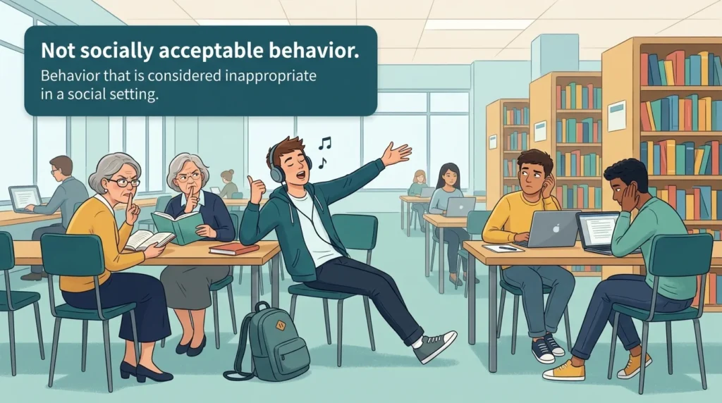 Synonym for Out of Line: Socially Inappropriate