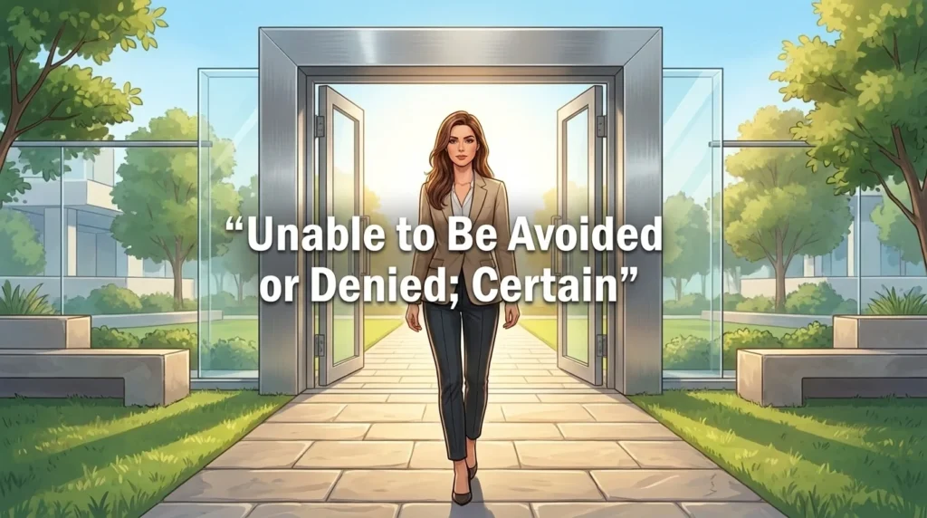 Synonym for unsurprising: certain outcome