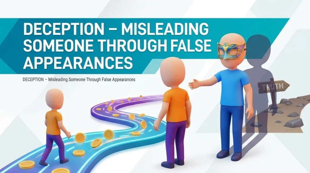 The act of misleading someone through false appearances.