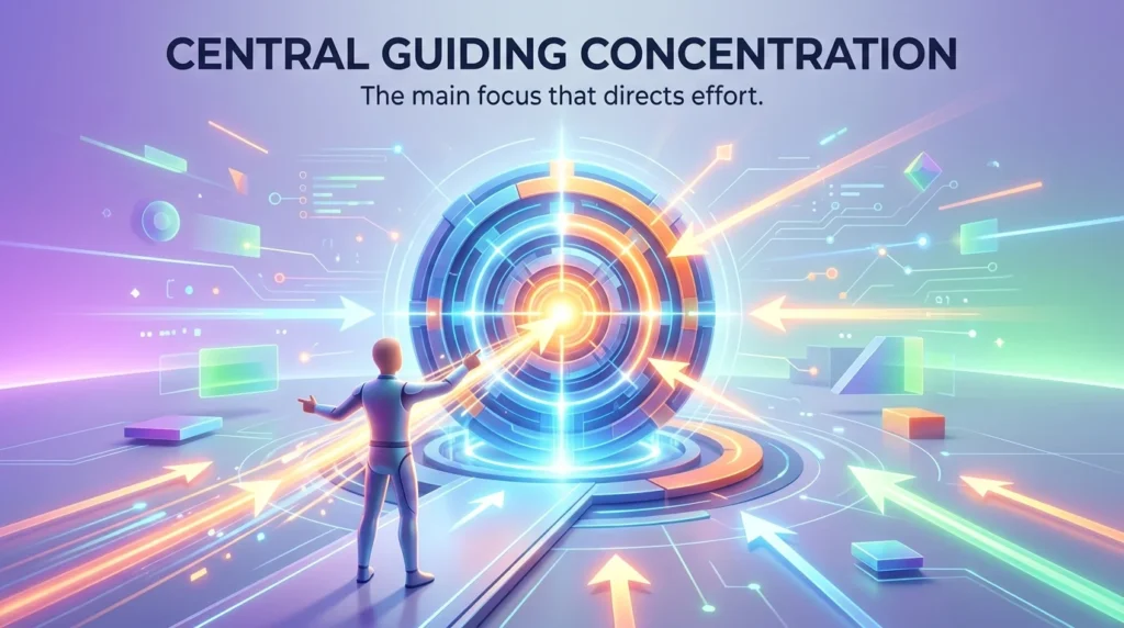 The central guiding concentration or cognitive direction of effort.