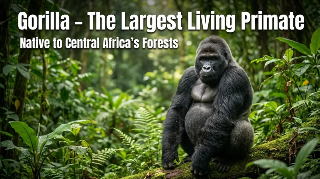The largest living primate, native to the forests of central Africa.