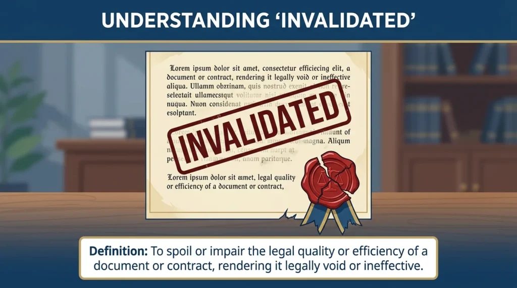 To spoil or impair the legal quality or efficiency of something.