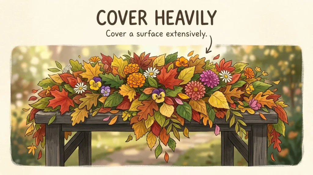 Overlay meaning: covering a surface extensively
