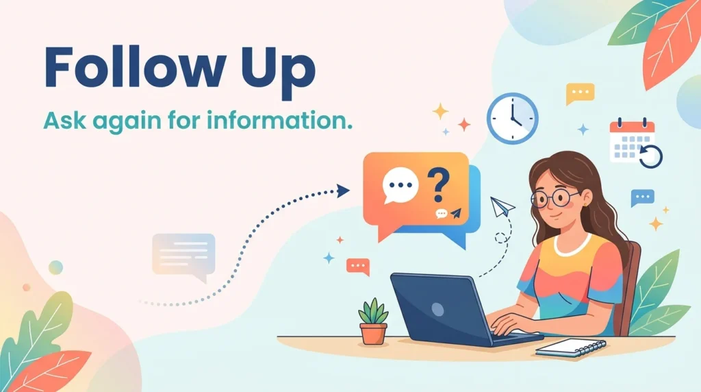 Synonym for inquire: ask again for information