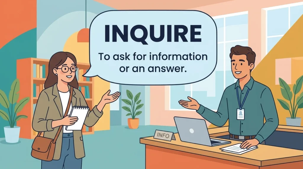Synonym for inquire meaning explained
