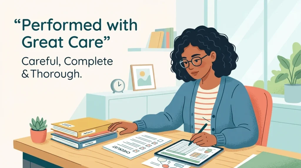 Synonym for Outright: careful and complete work
