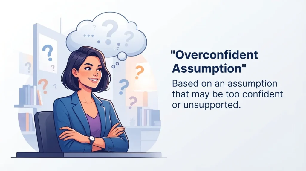 Synonym for overconfident assumption